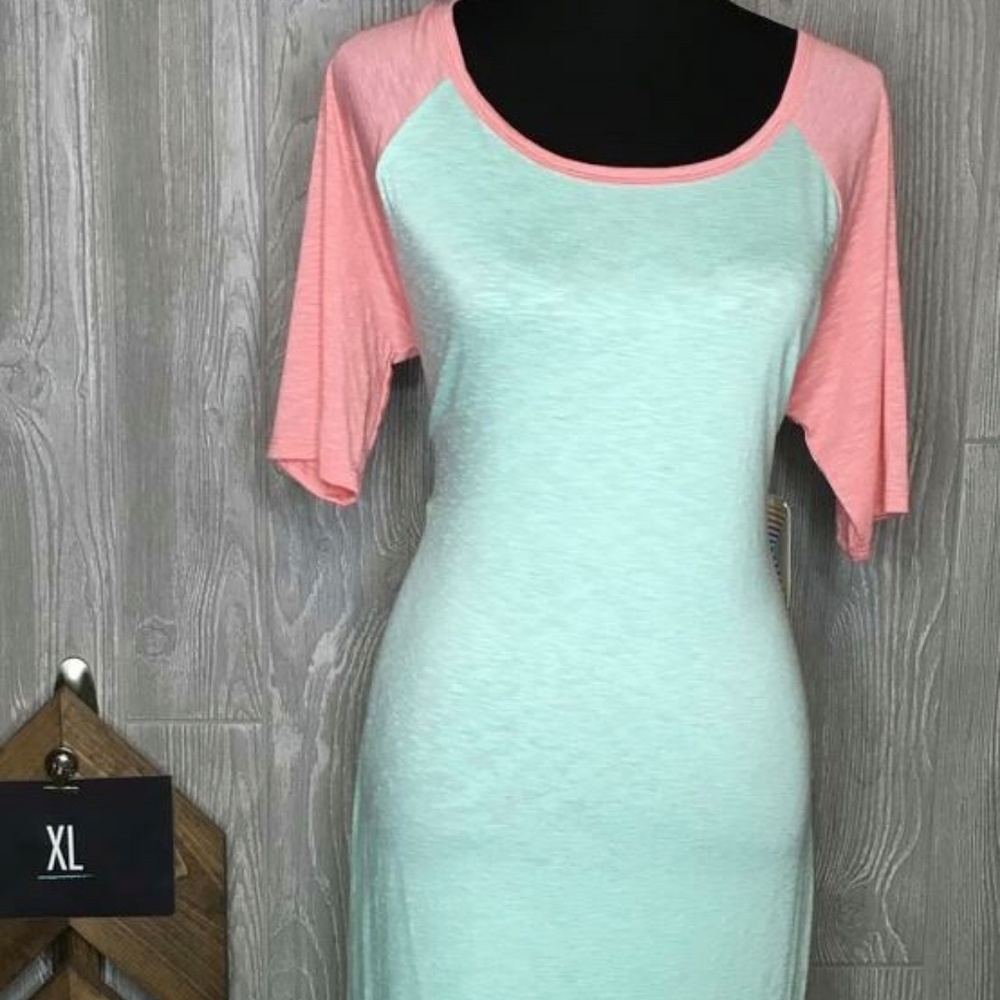 LuLaRoe XL Julia - pink and green solid! AMAZING